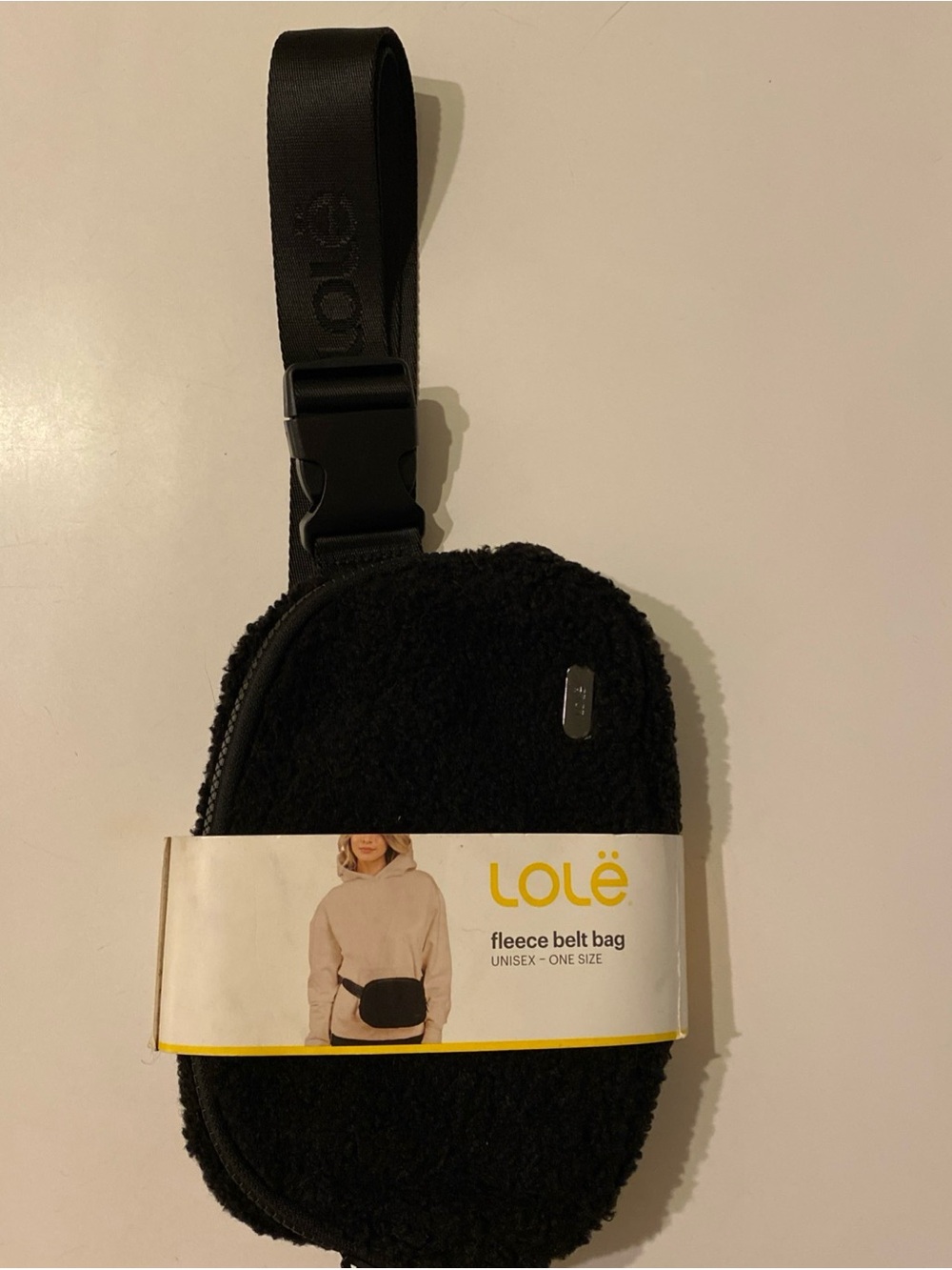 Lole Black Fleece Belt Bag — Compact Hands-Free waist pack for ladies